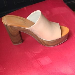 Tan platform slide worn one time only